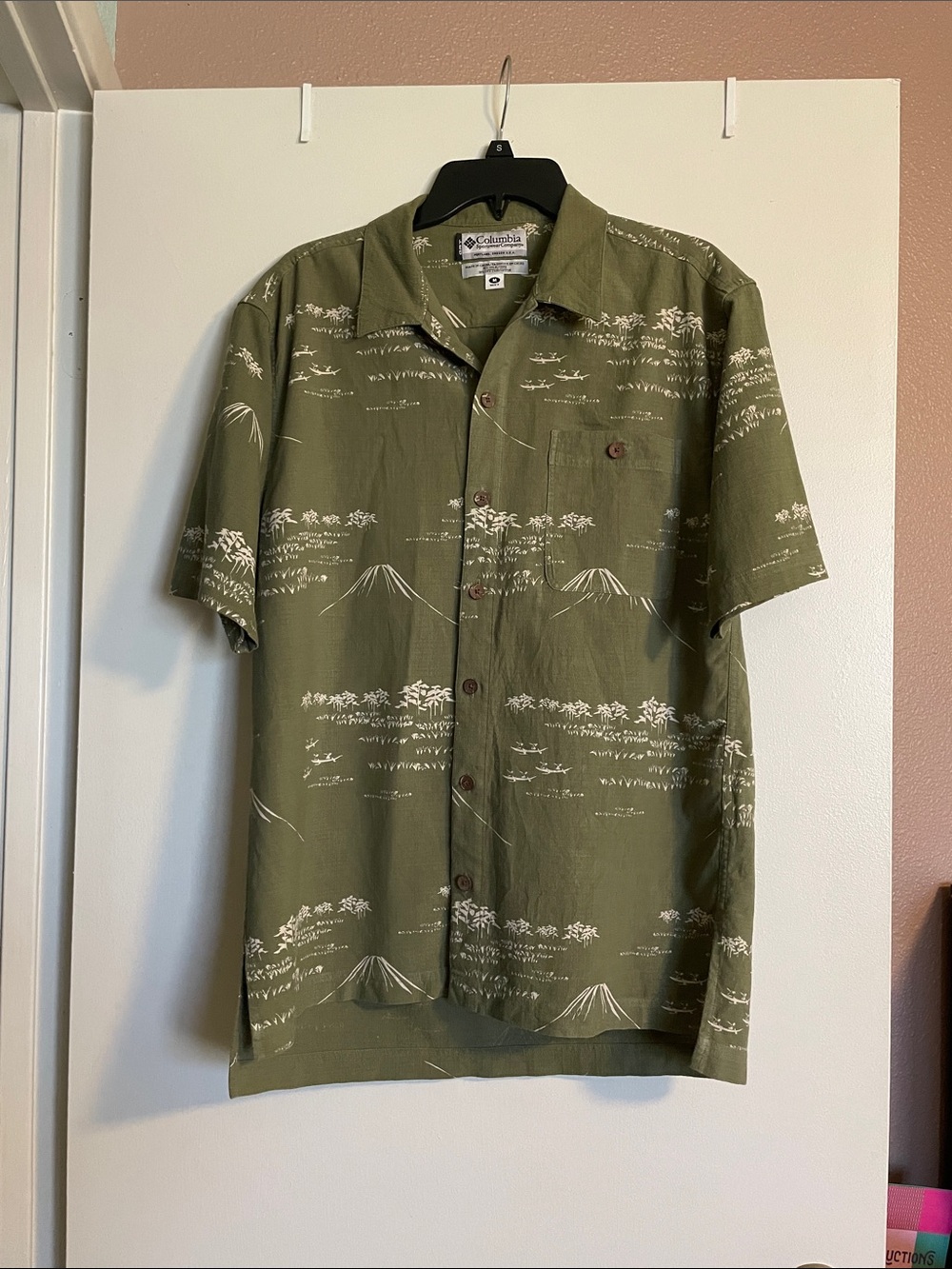 Men’s Columbia GRT Silk/Cotton Green Button Down Shirt
